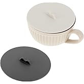 Oruola 2pcs Mug Cover,Tea Cup Covers for Steeping,10cm/3.94In Reusable Silicone Coffee and Tea Cup Lids for Mugs, Cups, Tea Pots - Ivory & Grey