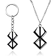 ZoCKZ Berserk Symbol Necklace The Mad Warrior of Norse Viking Mythology Keyring Pendant Fashion Jewelry (2 PCS), Black