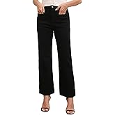 Myzellia Women’s Wide Leg Petite Jeans High Waisted Stretchy Cropped Flare Jeans with Patch Pockets