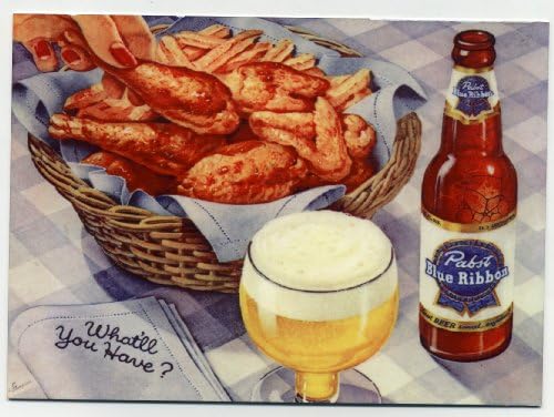 Pabst Blue Ribbon metal counter display sign - Bar B Q