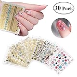 RUIMIO 30 Sheet Christmas Nail Stickers Decals Snowflakes Santa 3D Nail Art Stencils Designs