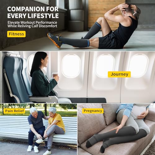 CAMBIVO Compression Socks Women Men 2 Pairs, Compression Socks 20-30 mmHg, Compression Stockings Varicose Veins, Compression Socks for Sport, Running, Airplane, Travel, Cycling, Hiking, Nurse