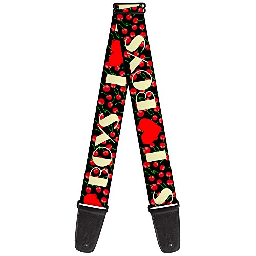 Buckle-Down GS-W30927 "I Heart BOYS Black/Cherries" Guitar Strap