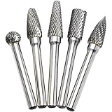 OSIDU 5pcs 10MM Head Tungsten Carbide Rotary Burr Set 1/4-Inch 6mm Shank Die Grinder Bits Rotary File Grinder Drill Bit for Metal Carving