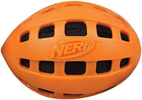 Nerf Dog Toys Tpr Crunch and Squeak Football, 6", Orange/Green