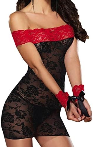 Womens Lingerie,TurningPo Sexy Bodysuit Collar Babydoll Jumpsuit Nightdress (M, Black)