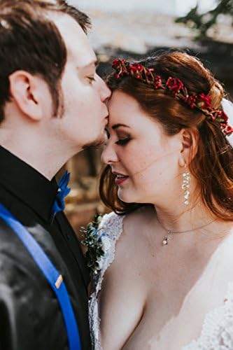 Marsala Rose Crown, Woodland Head Wreath, Deep Red Bridal Halo