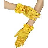 Goiruiya Short Satin Floral Gloves Elegant Wedding Dress Gloves for Opera Dinner Party Accessories