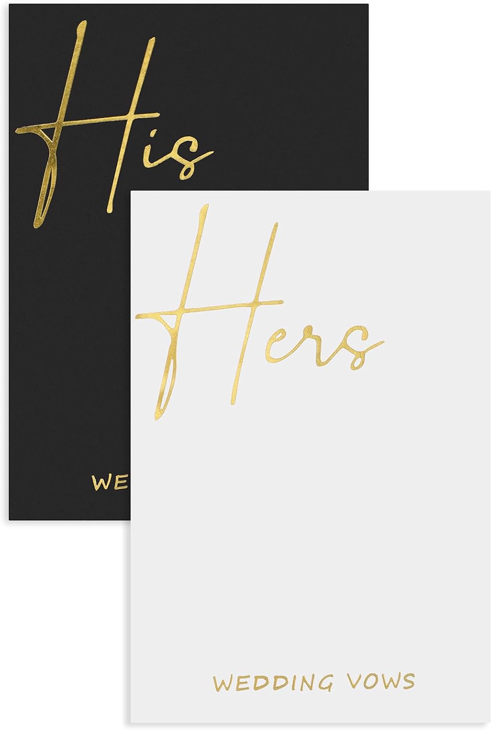 Thinp His and Hers Wedding Vow Books with Gold Foil - Black & White