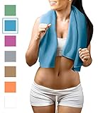Raqpak Microfiber Towel for Travel, Gym, Camping - Small and Compact, Antibacterial and Quick Dry with Small Carry Pouch (Blue, 40 X 20 Inches)
