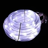 Solar Rope Lights, 33ft, Waterproof, 100leds, 1.2 V, Portable, with Light Sensor, Outdoor Rope Lights, Ideal for Christmas, Wedding, Party (Day White)