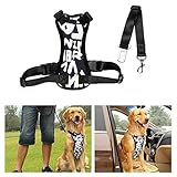 Dog Safety Vest Harness XL EZYKOO Oxford Adult Dog Harness Travel Safety Vest Harness for 55-88 Pounds Dog, Neck Girth 19-26 inch, Chest Girth 23-35 inch, with Car Seat Belt Lead Clip