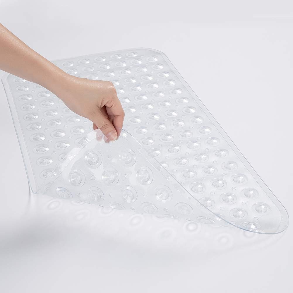 AmazerBath Bath Tub Mat, Medium Size 27.6 x 15 Inches Non-Slip Shower Mats with Suction Cups and Drain Holes, Bathtub Mats Bathroom Mats Machine Washable (Clear): Home & Kitchen