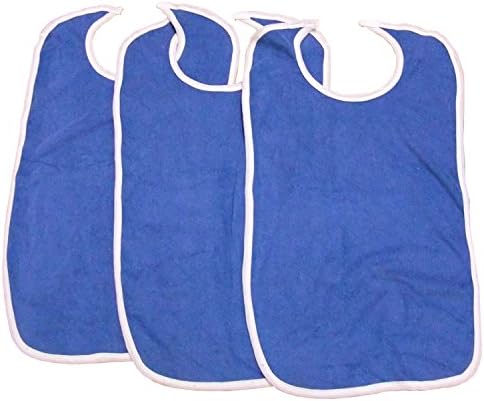 Terry Cloth Adult Reusable Bibs with Velcro Closure (Pack of 3)