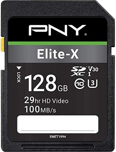 PNY 128GB Elite-X Class 10 U3 V30 SDXC Flash Memory Card 100MB/s