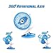 EazyClips Clip on Fan, Battery Powered Fan [+ EXTRA CHARGING BATTERY], Rechargeable - Blue - by