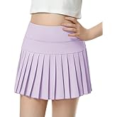 QooNoo Girls Pleated Tennis Skirts with Shorts Athletic Skirt with Side Pocket High Waist Active Skort for Girl Youth Kids