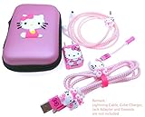 Tospania DIY Kit for iPhone XS/X/8P/8/7/Plus and Backwards-Compatible IPad iPod iWatch Charging Cable/Earphones and USB Charger (Pink Kitty)