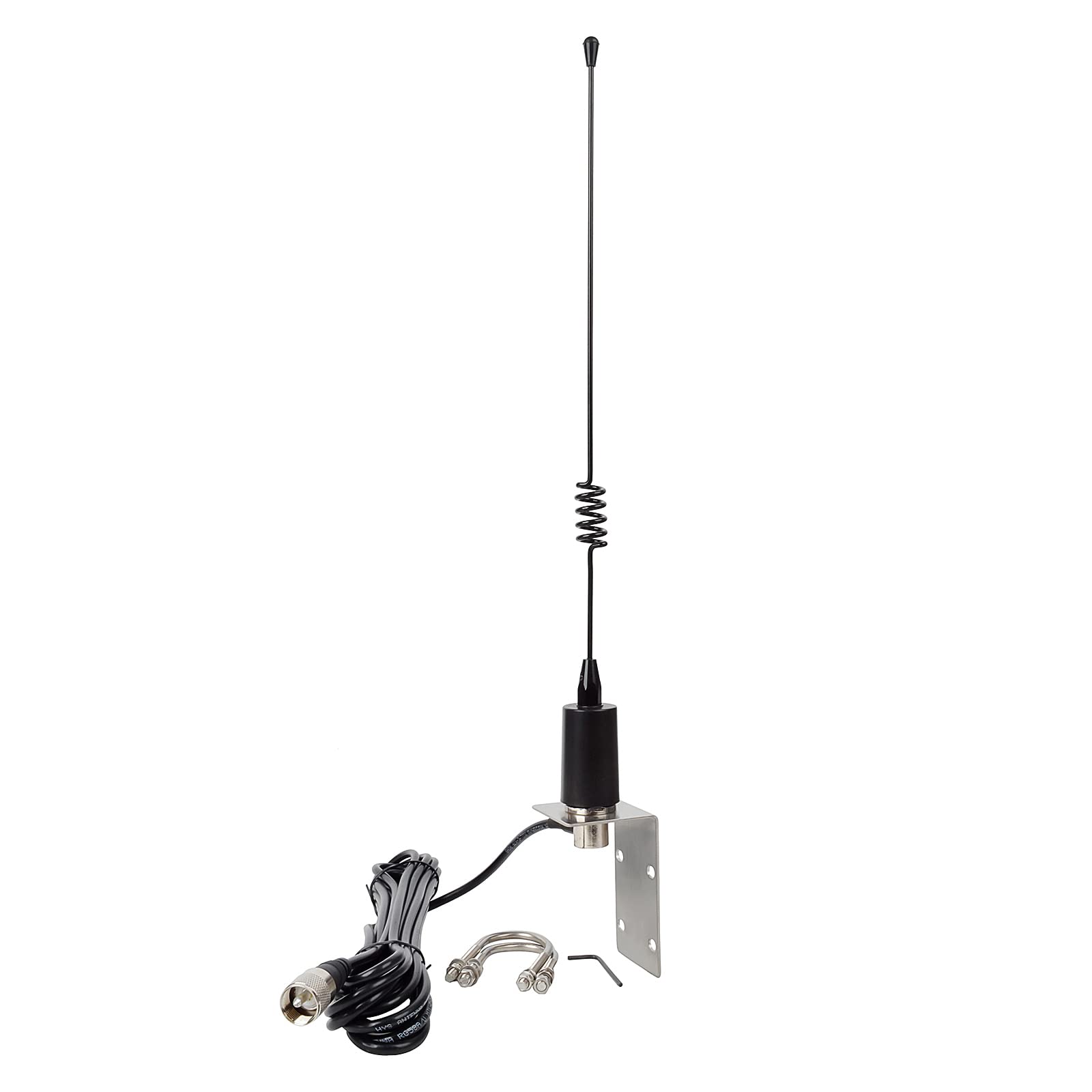 UAYESOK VHF Marine Antenna 156-163Mhz Boat Base Aerial 38.8cm (15.3inch) with 5m RG58 Coaxial Cable PL259 Connector & L-Mount Bracket for Cobra Icom Uniden VHF Mobile Marine Ham Radio