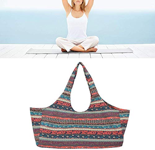 Fnoko Bohemian Yoga-Mat-Tote Storage Bag Pilates Clothing and Gym Accessories Carrier Large Capacity