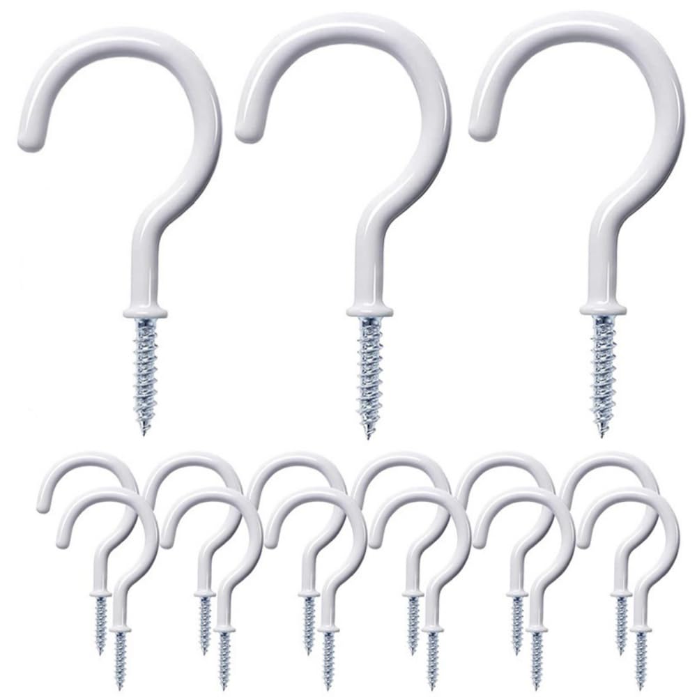 Lyxtiorn 30 Pack 1 inch White Screw Hooks Hanging Cup Hooks Screw in Hooks Ceiling Hooks for Hanging Plants Wood Mug Hooks