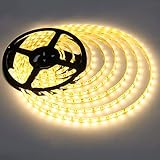 LE 12V LED Light Strip, Flexible,  Waterproof, 300 LEDs SMD 5050, 5m Tape Light for Home, Kitchen, Party, Christmas and More, Warm White