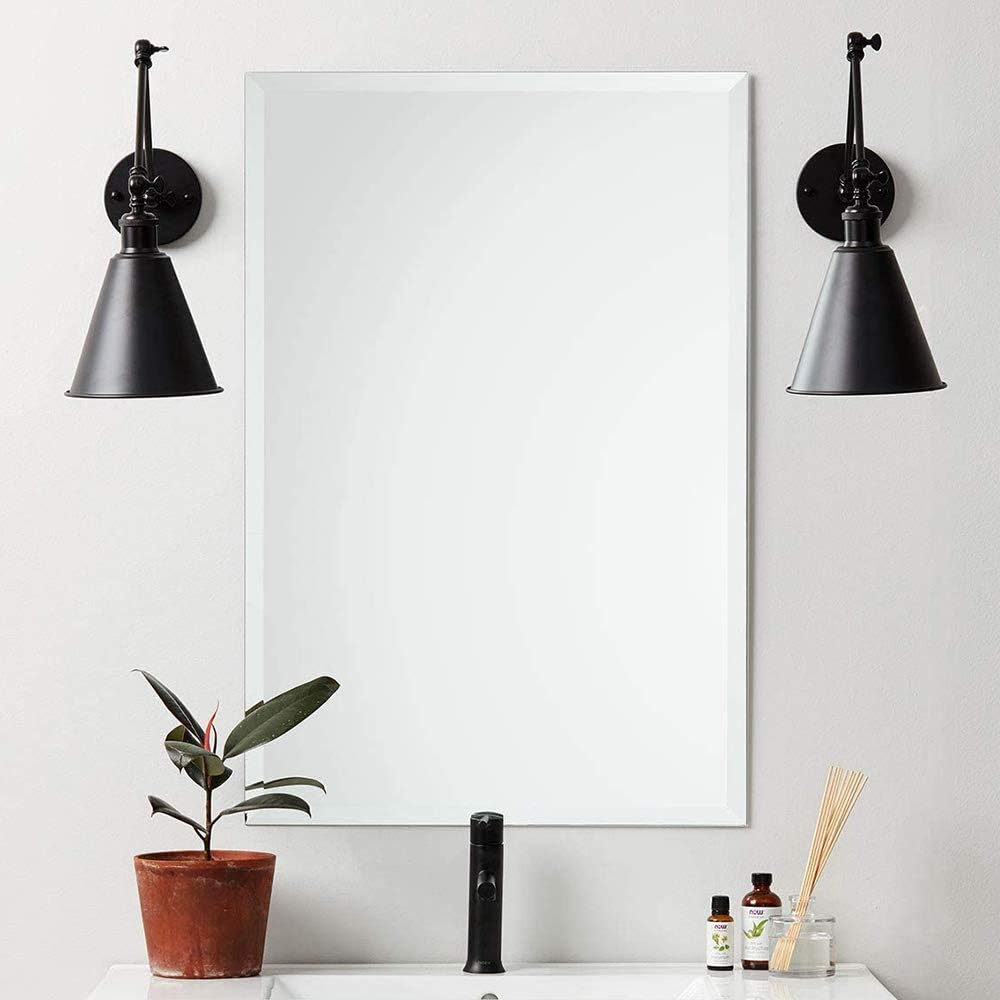 MEMOLIN Frameless Wall-Mounted Mirror Large Simple Rectangular Streamlined with 1 Inch Beveled Polished Edge Vanity Glass Panel Vanity, Bedroom, or Bathroom, 16"x24": Home & Kitchen