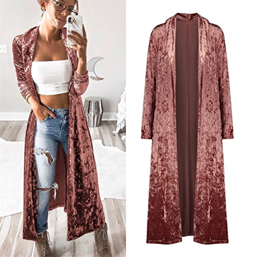 Mose Ladies Vest Womens Spring Velvet Sleeveless Cardigan Parka Outerwear Coat (Pink, S)