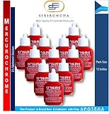 Mercurichrome Siribuncha 2% Merbromin Solution (0.5 Fl Oz X 12 Squeeze Bottles) Inexpensive Treatment with Effective for First Aid to Clean Would in Hospitals, Nursing Homes and Farm