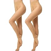 Aaronano 2 Pairs Run Resistant Tights for Women Semi Opaque Rip-Resist Pantyhose with High Waist