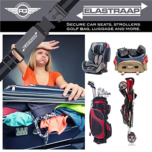 Luggage Straps, Adjustable Non-Slip Baggage Belts- Suitcase Bands For Travel Bag (2 Straps, Grey Stripe 2pk)