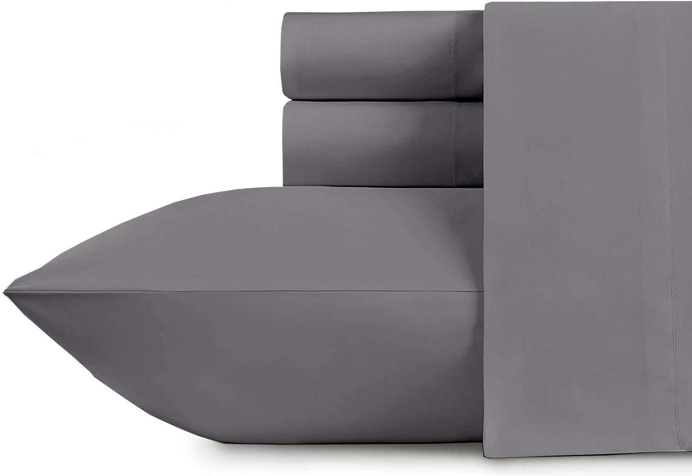 Victoria Bedding Extra Deep Fitted Sheet Super King, Elephant Grey Solid 35 CM Deep Pocket With Pair of Pillowcases, Bedsheets 14 Colors.