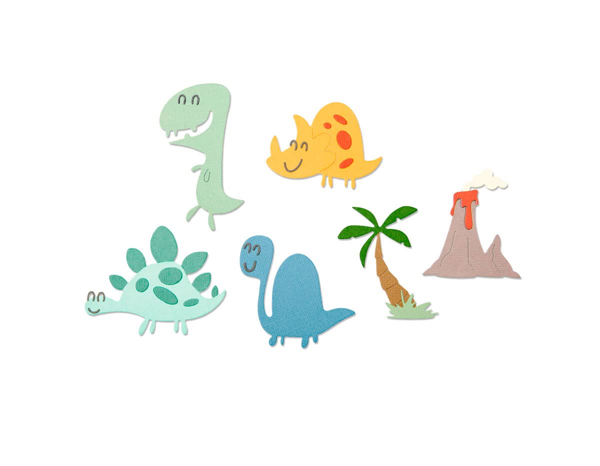 Sizzix Thinlits Die Set 9 Pack 664393 Dinosaurs by Pete Hughes, Paper, Mulitcolour, One Size
