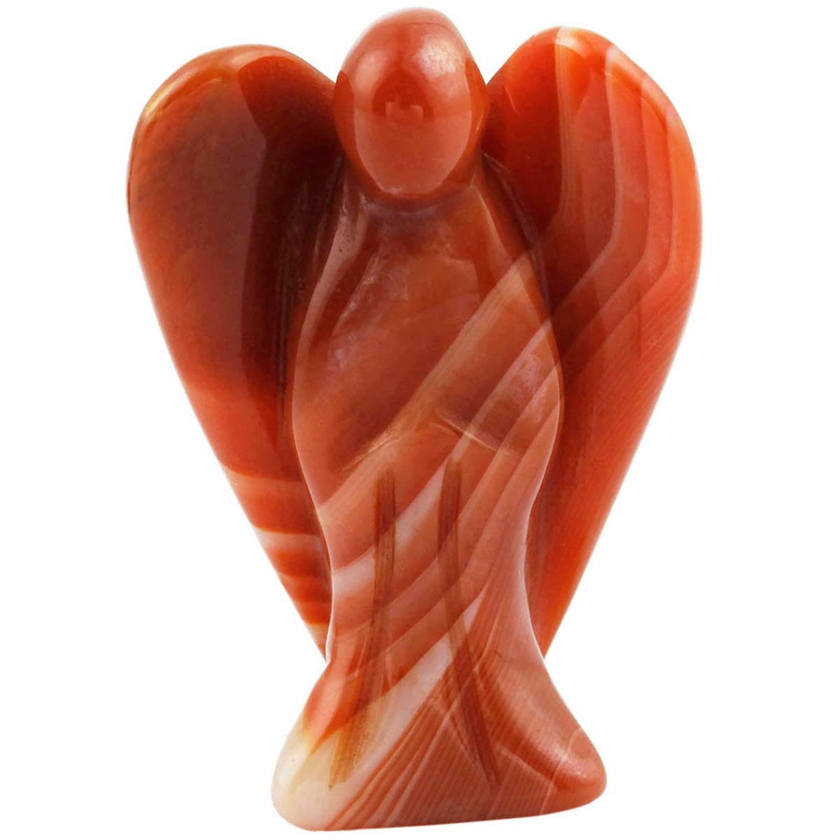 Nupuyai Carnelian Guardian Crystal Angel Ornament, 4cm Hand Carved Healing Gemstone Pocket Angel Statue Figurine for Home Decor