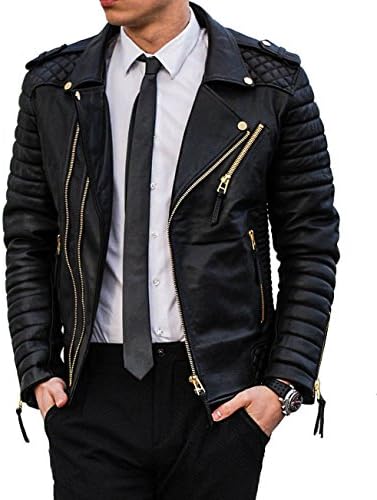 Mens Leather Jackets Motorcycle Bomber Biker Real Lambskin Leather Jacket for Men 01