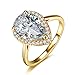 UMODE Teardrop Halo Pear Cut 4 Carat Cubic Zirconia CZ Engagement Wedding Ring for Women
