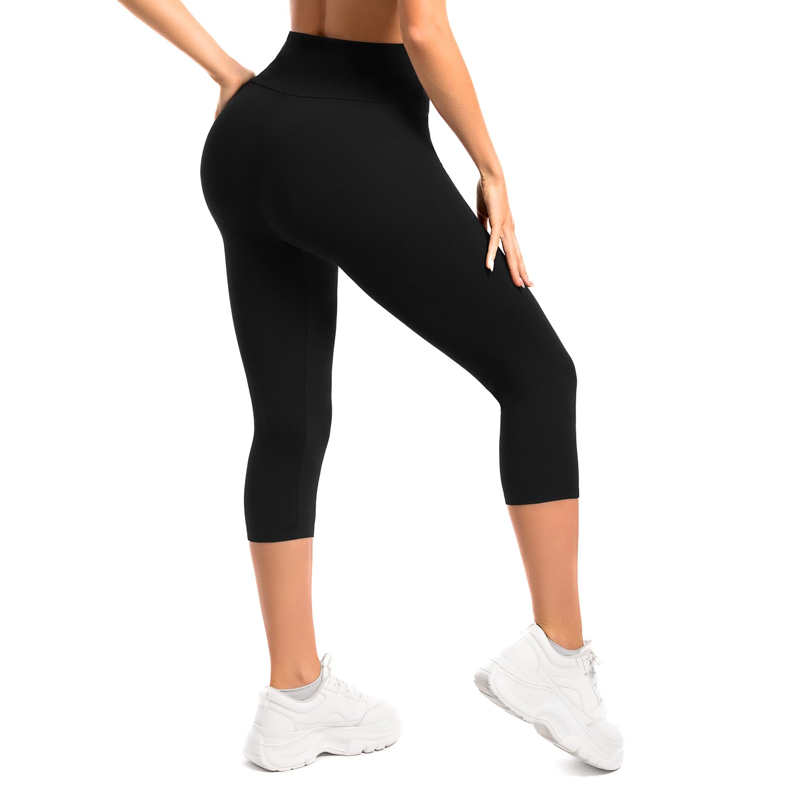 Hethrone Capri Leggings for Women, High Waisted Buttery Soft Women's Leggings for Workout Black XXL
