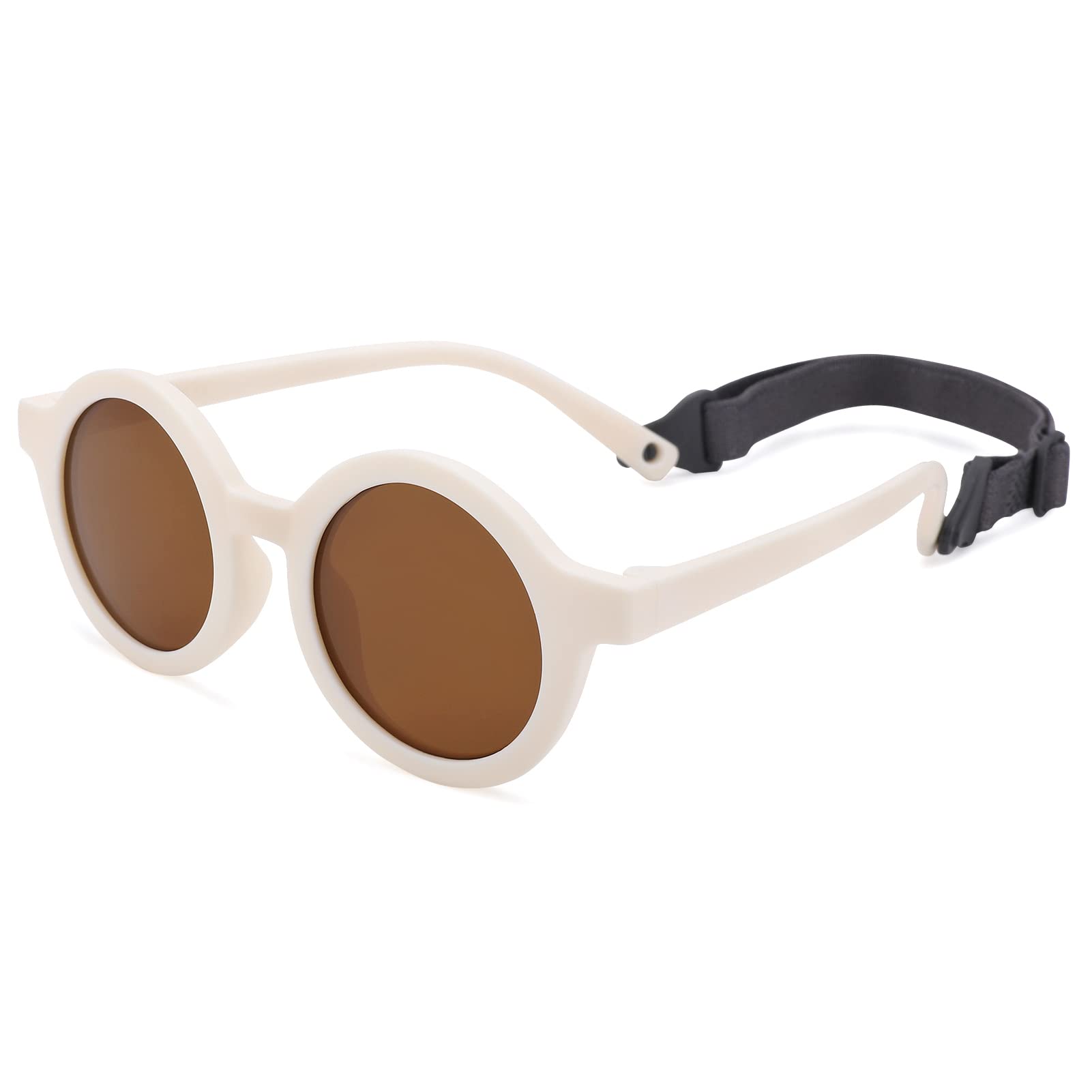 COASION Baby Polarized Round Sunglasses Flexible Rubber Shades with Strap for Toddler Newborn Infant Ages 0-24 Months