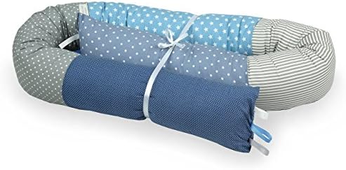 BABY "SNAKE" BED BUMPER FOR CRIB OR JUNIOR BEDS-Blue & Grey,bed bumper,nursery bedding,nursery décor