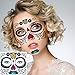 Day of The Dead Sugar Skull Face Tattoos Makeup Kit Halloween Glitter Red Roses Temporary Tattoos Stickers for Women Men Kids Mexican Party Favor Supplies (4 Sheets)