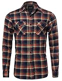 SBW Men's Flannel Plaid Checkered Long Sleeve Shirt With Front Pockets