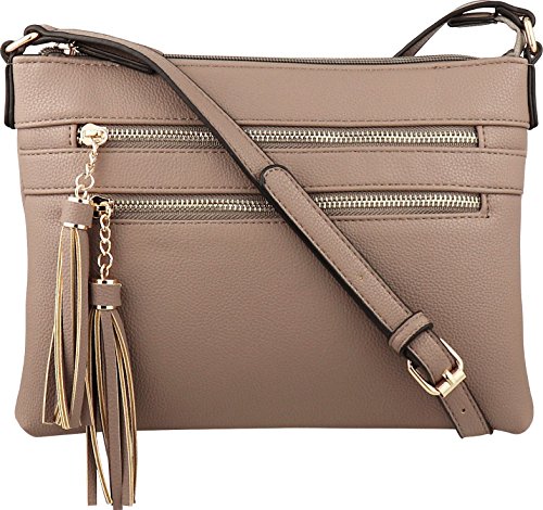 B brentano vegan multi-zipper crossbody handbag purse w…