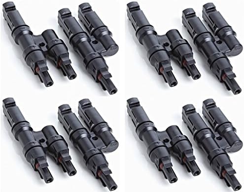 Surcle Technology Solar MC4 Branch T Connectors for Solar Panels (Black) - Pack of 4 Pairs