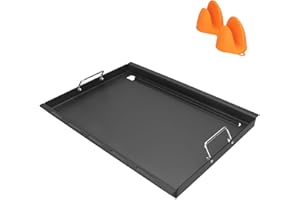 DELSBBQ Full-Size Griddle Inserts for Nexgrill Home Depot 4 Burner & 5 Burner Grills 720-0830H 720-0830X 720-0888 720-0888N, Flat Top Griddle with Silicone Handles for Nexgrill 5 Burner 720-0882A 720-0882S