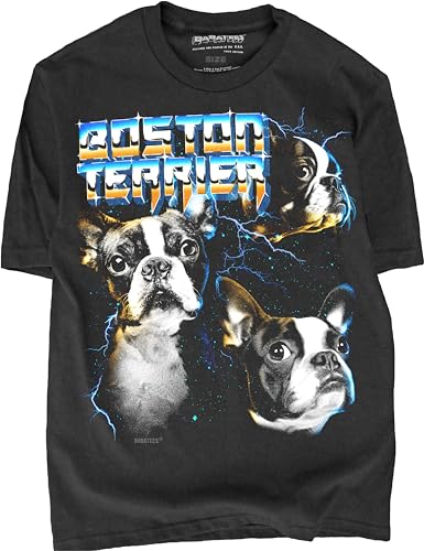 Heavy Metal Tshirt for Boston Terrier Dog Owner Men & Women 80s Glam Rock Band Tees (US, Alpha, XX-Large, Regular, Regular, Boston Terrier) at Amazon