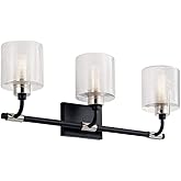 Kichler Harvan 25 Inch 3 Light Vanity Light with Clear Ribbed Glass in Black