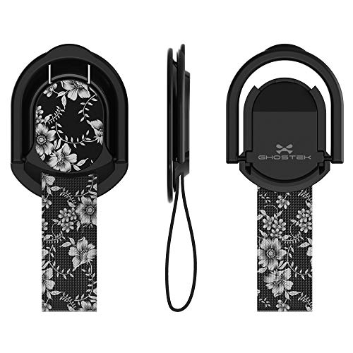 Ghostek Universal Magnetic Finger Holder Strap Grip Metallic Ring Kickstand | Compatible with iPhone X/Xs, Samsung s10 s10 Plus, S9, S8, HTC, LG, Google, Alcatel, OnePlus, Sony| Floral Black