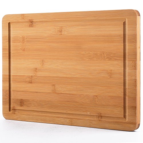 Comllen Organic Bamboo Gift Set With 3-Piece Wooden Utensils and a 14.5" x 11.5" Bamboo Cutting Board