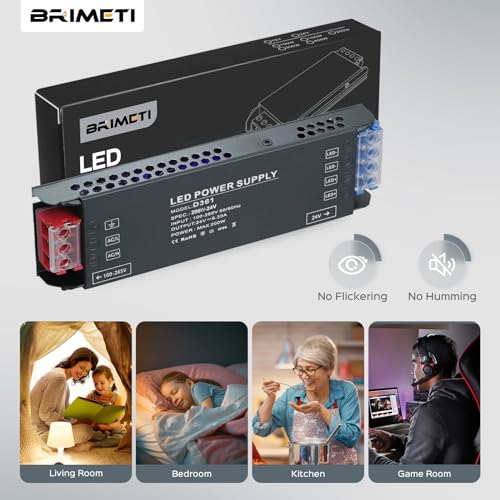 BRIMETI Transformer 220 V 24 V LED Driver 300 W Ultra Slim Transfo 12.5 A Power Adapter, 220 V AC to 24 V DC Converter, Low Voltage Power Supply Constant LED Transfo
