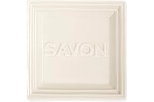 Pre de Provence Marseille Olive Oil Ceramic Soap Dish, Keeps Bar Dry and Protects Countertops, 4.3" Square